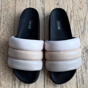 ROAM Padded Triple-Band Slide Sandals in Blush and Nude Size 39